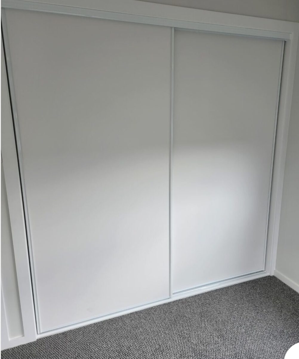DIY Framed Sliding Wardrobe with vinyl inserts