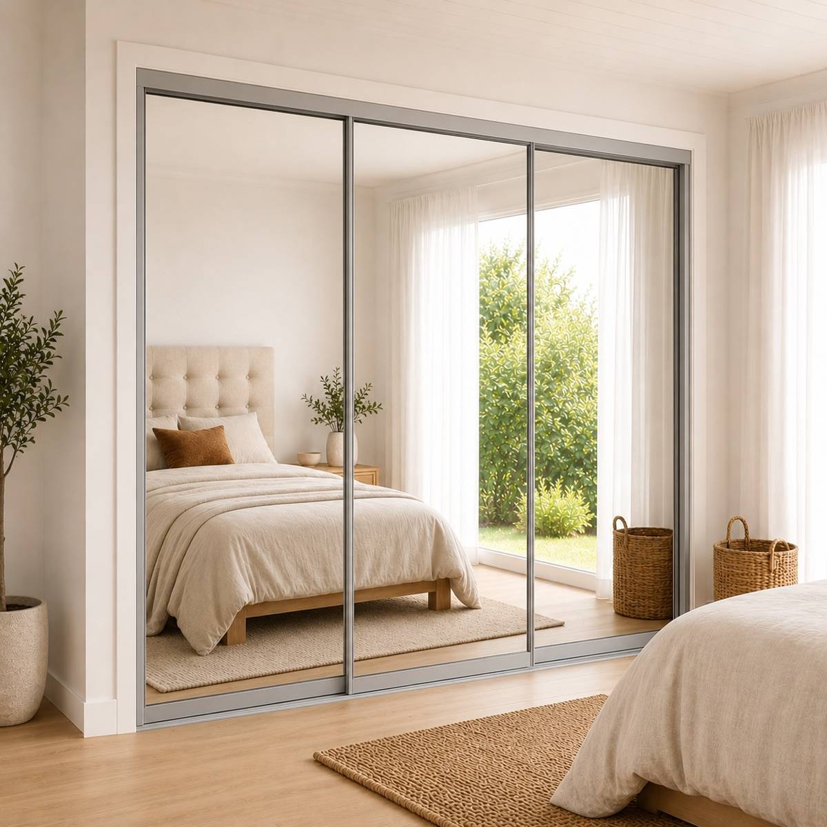 DIY Slimline sliding wardrobe doors with mirror inserts