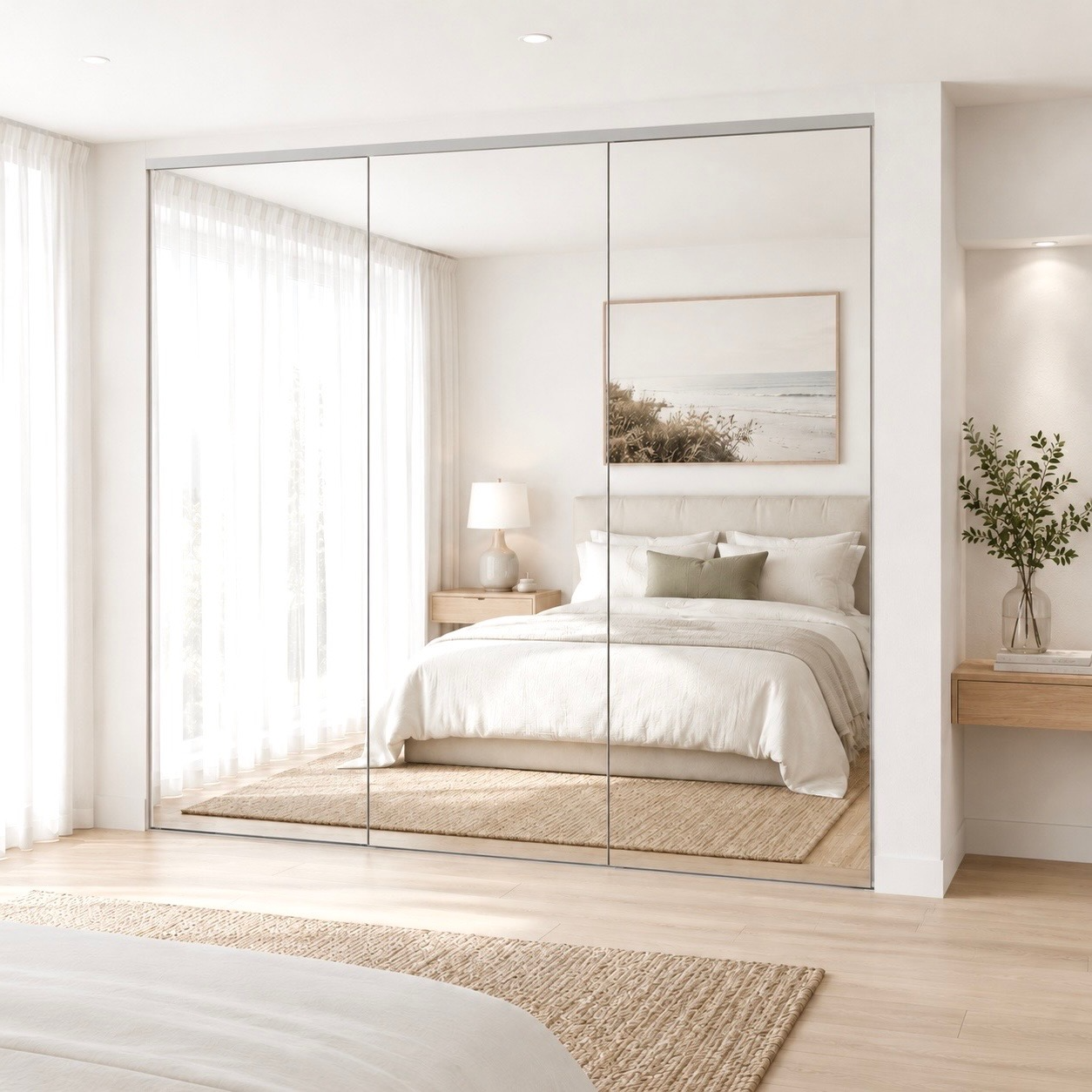 Frameless mirror sliding wardrobe doors, Gold Coast